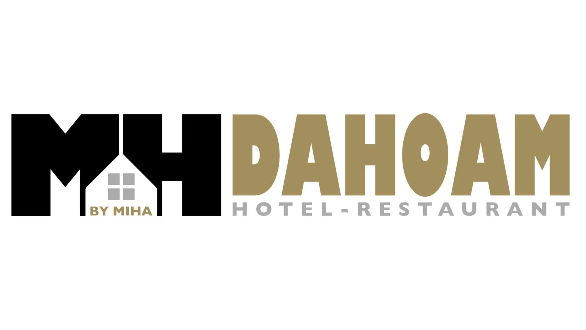 Logo von Dahoam Hotel-Restaurant mit Schriftzug und Fenster-Symbol